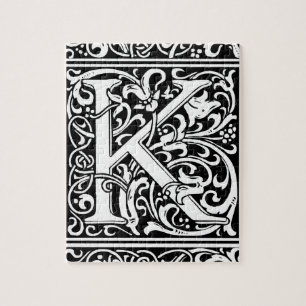 Brev K Medieval Monogram Art nouveau Pussel