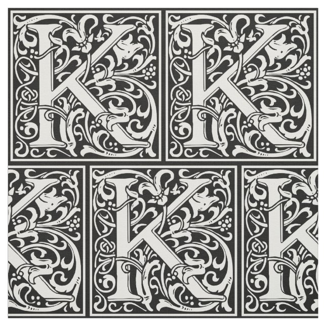 Brev K Medieval Monogram Art nouveau Tyg (Provkarta)