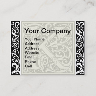Brev K Medieval Monogram Art nouveau Visitkort