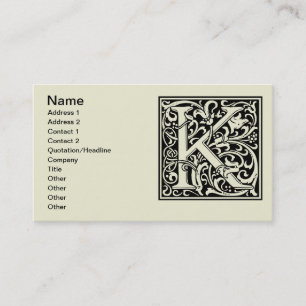 Brev K Medieval Monogram Art nouveau Visitkort