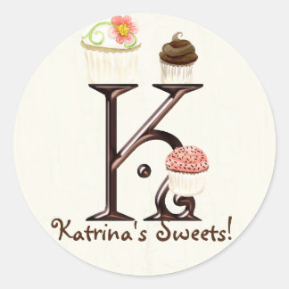 Brev K Monogram Cuptårta Logotyp Business Stickers Runt Klistermärke
