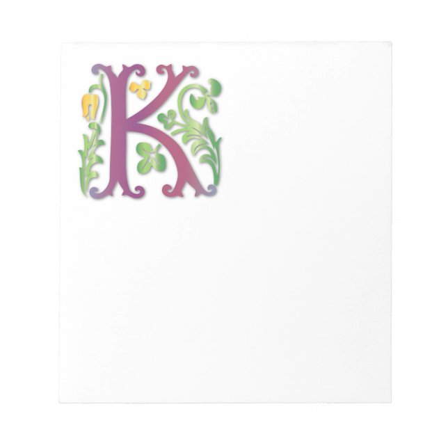 Brev K Monogram Fleur de lis Anteckningsblock (Framsida)