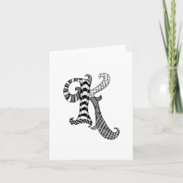 Brev K Monogram i svartvitt Anteckningskort