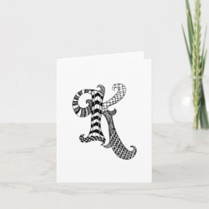 Brev K Monogram i svartvitt Anteckningskort