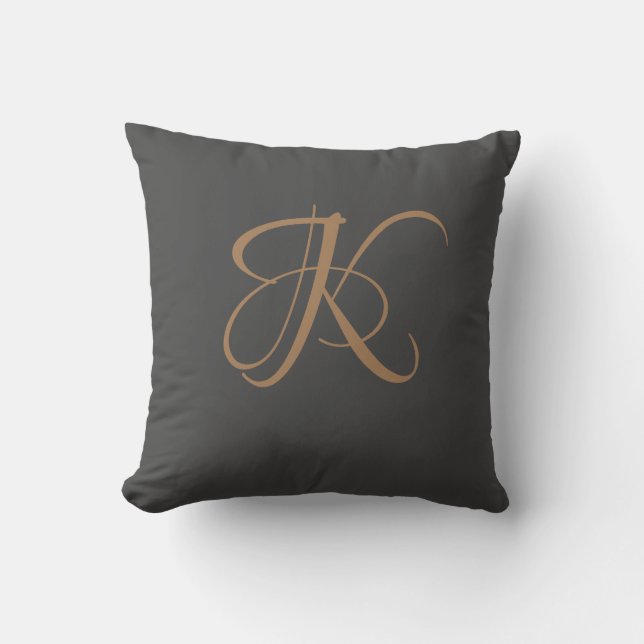 Brev K Monogram Initial Anpassningsbar Kudde (Framsida)