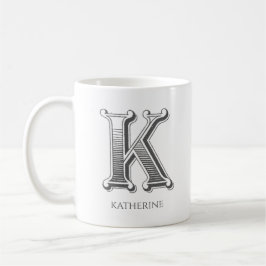 Brev K Monogram Modern Namn-kaffe Mugg