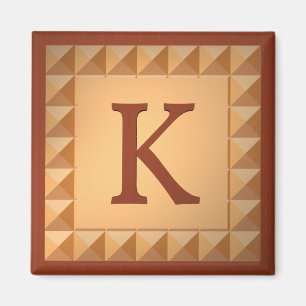 Brev K: Parquetry Wood look Initial Magnet