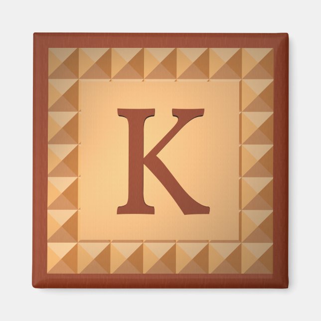 Brev K: Parquetry Wood look Initial Magnet (Framsidan)
