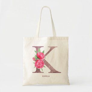Brev K Personlig namn monogram bridesmaid Tygkasse