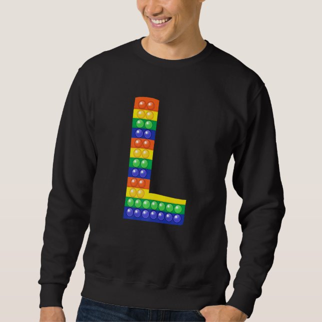 Brev L Capital Alphabet Fidget Pop IT Matching P Lång Ärmad Tröja (Framsida)