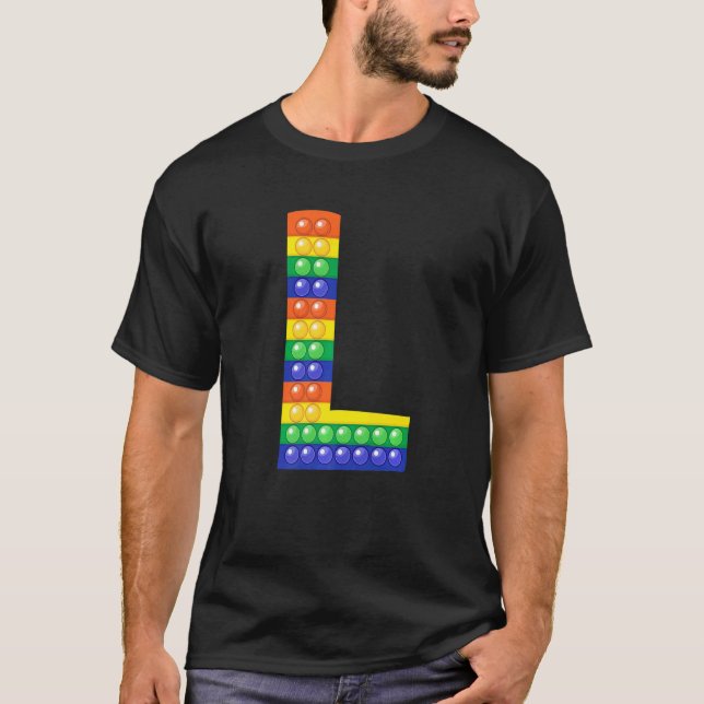 Brev L Capital Alphabet Fidget Pop IT Matching P T Shirt (Framsida)