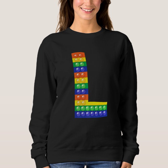 Brev L Capital Alphabet Fidget Pop IT Matching P T Shirt (Framsida)