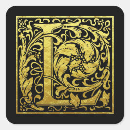 Brev L Första Brev Faux Guld Sticker Fyrkantigt Klistermärke