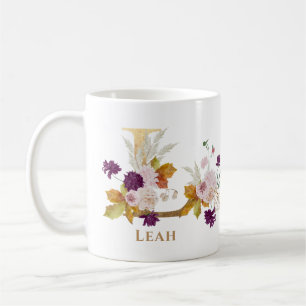 Brev L - Guld Blommigt Namn, systervän till medarb Kaffemugg