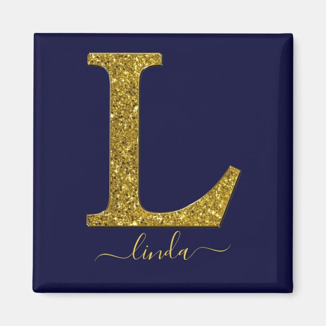 BREV L GULD GLITTER MAGNET (Framsidan)