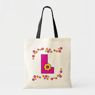 Brev L i Flores rosa Monogramtoto Tygkasse