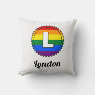Brev L Initial & Namn Gay pride Rainbow Monogram Kudde