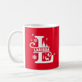 Brev L jul Monogram Initial Namn Red Kaffemugg