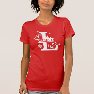 Brev L jul Monogram Initial Namn Red T Shirt