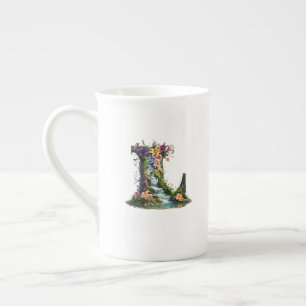 Brev L med Lilies and Waterfalls - Fantasy Flor Benporslin Mugg