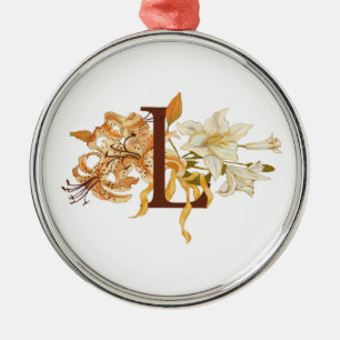 Brev L med Lilies Julgransprydnad Metall