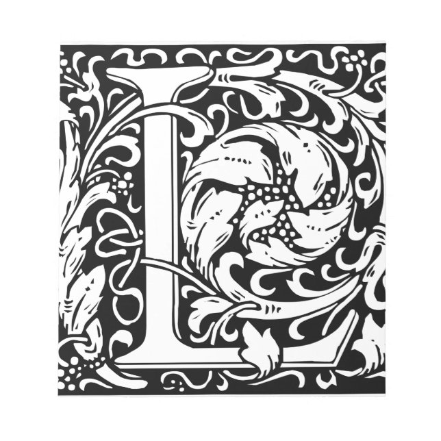 Brev L Medieval Monogram Art nouveau Anteckningsblock (Framsida)