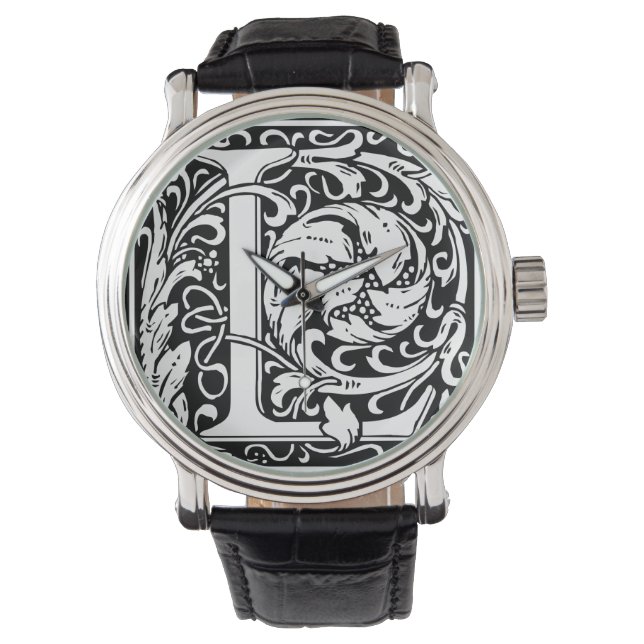 Brev L Medieval Monogram Art nouveau Armbandsur (Framsida)