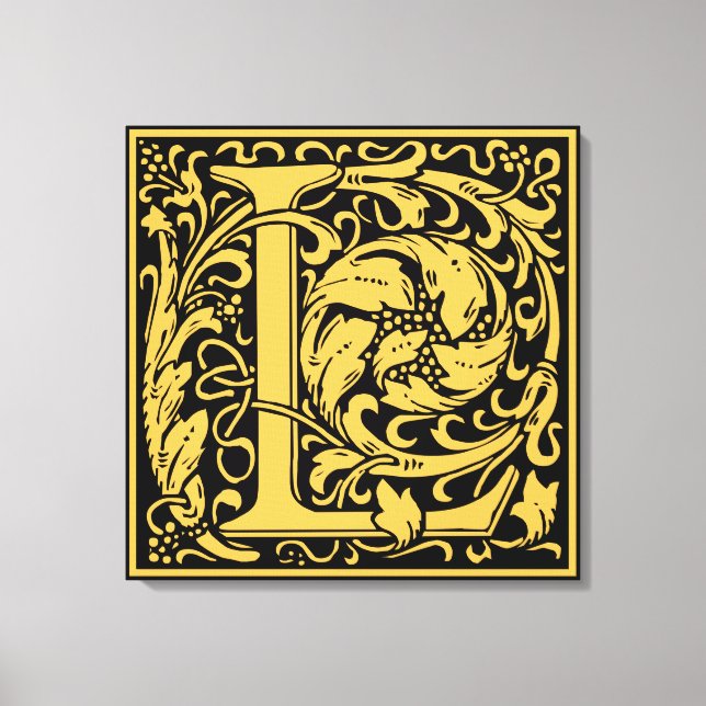 Brev L Medieval Monogram Art nouveau Canvastryck (Framsida)