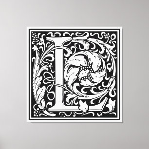 Brev L Medieval Monogram Art nouveau Canvastryck