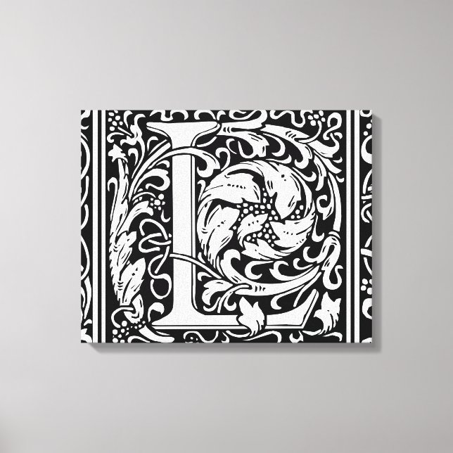 Brev L Medieval Monogram Art nouveau Canvastryck (Framsida)