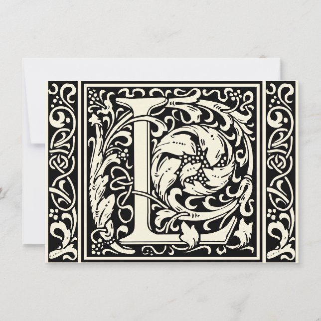 Brev L Medieval Monogram Art nouveau Inbjudningar (Framsida)