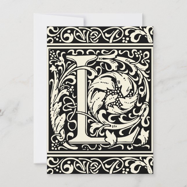 Brev L Medieval Monogram Art nouveau Inbjudningar (Framsida)