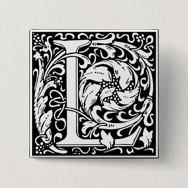 Brev L Medieval Monogram Art nouveau Knapp (Framsida)