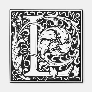 Brev L Medieval Monogram Art nouveau Magnet