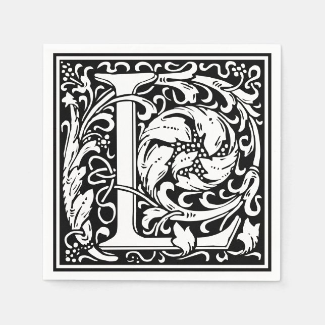 Brev L Medieval Monogram Art nouveau Pappersservett (Framsidan)