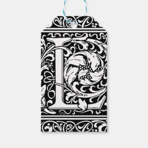 Brev L Medieval Monogram Art nouveau Presentetikett