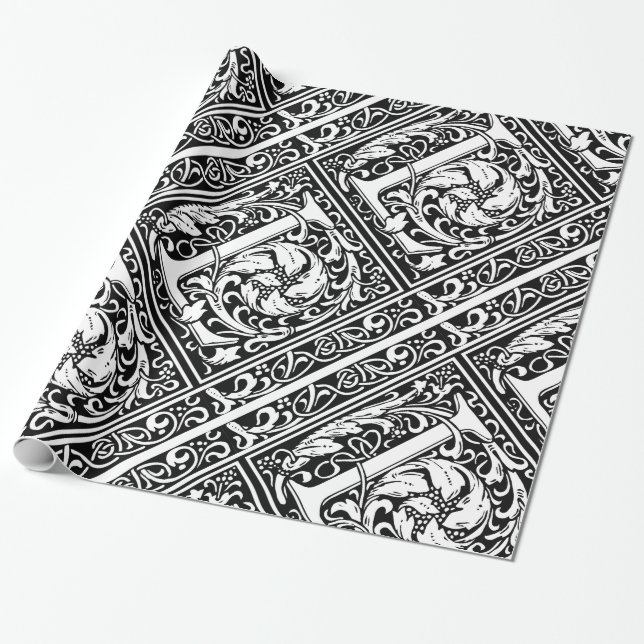 Brev L Medieval Monogram Art nouveau Presentpapper (Utrullad)