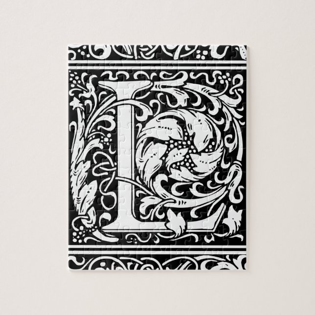 Brev L Medieval Monogram Art nouveau Pussel (Vertikal)