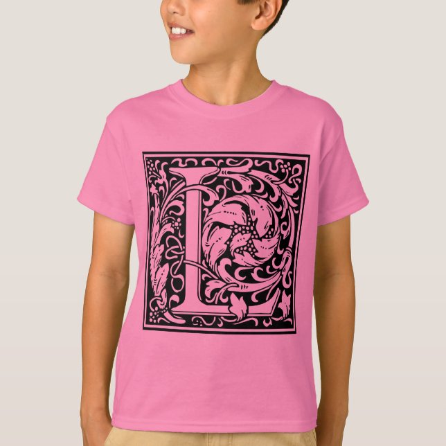 Brev L Medieval Monogram Art nouveau T Shirt (Framsida)