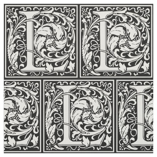Brev L Medieval Monogram Art nouveau Tyg (Provkarta)