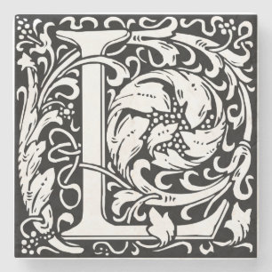 Brev L Medieval Monogram Art nouveau Underlägg Sten
