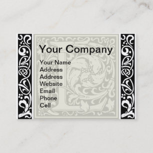 Brev L Medieval Monogram Art nouveau Visitkort