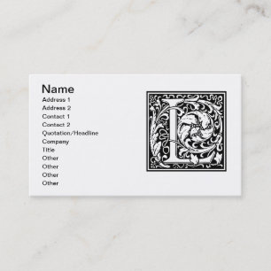 Brev L Medieval Monogram Art nouveau Visitkort