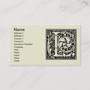 Brev L Medieval Monogram Art nouveau Visitkort