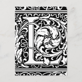 Brev L Medieval Monogram Art nouveau Vykort