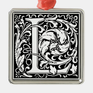Brev L Medieval Monogram Vintage Inledande Julgransprydnad Metall