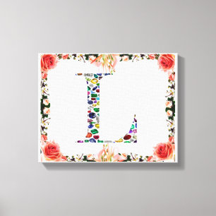 Brev L Monogram Canvastryck