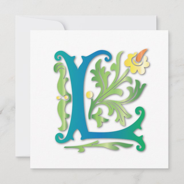 Brev L Monogram Fleur de lis Inbjudningar (Framsida)