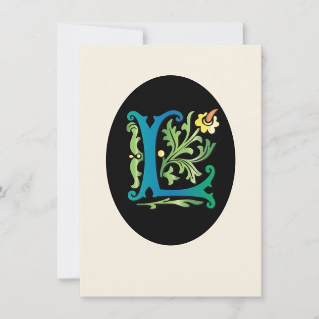 Brev L Monogram Fleur de lis Inbjudningar (Framsida)