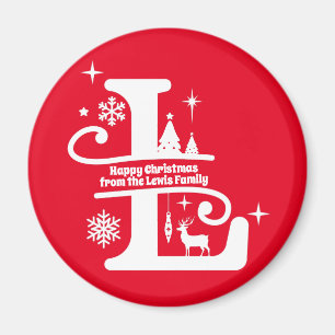 Brev L Monogram första familjen Namn Hälsning Magnet